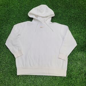 NIKE Center-Swoosh Hoodie Womens S/M 24x26 Oversized White